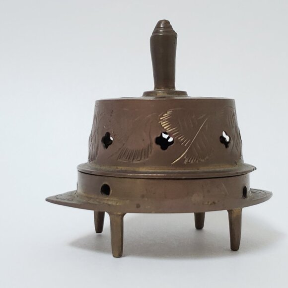 Vintage Brass Sarna India Etched Censure Incense Burner Bell 2 pc. - Picture 6 of 9